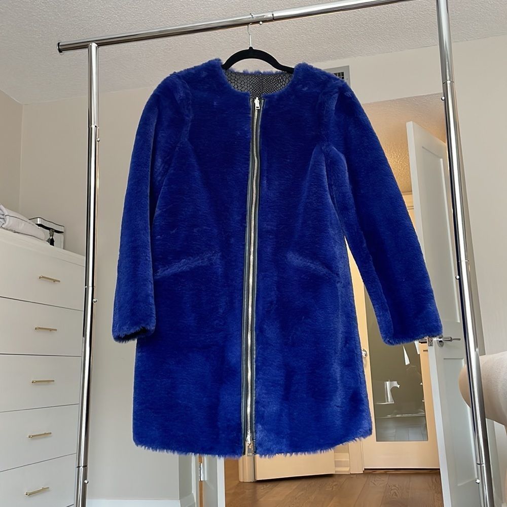 Guess Los Angeles reversible faux fur coat vegan leather size XS